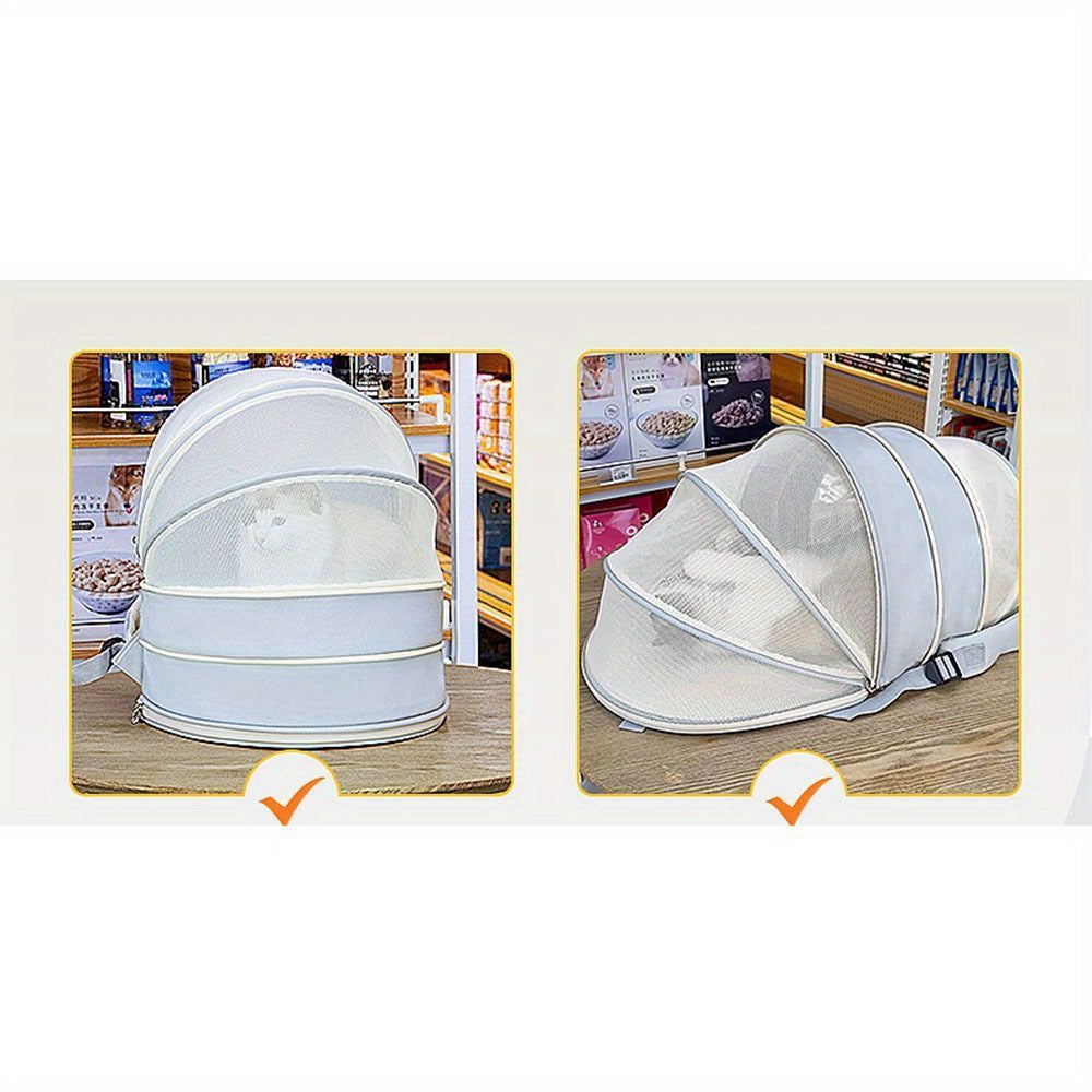 Escape Proof Breathable Cat Backpack - Foldable Large Capacity Pet Bed with Luminous Strip