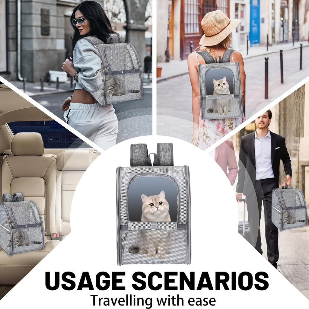 Air Travel Approved Breathable Cat & Small Dog Backpack Carrier