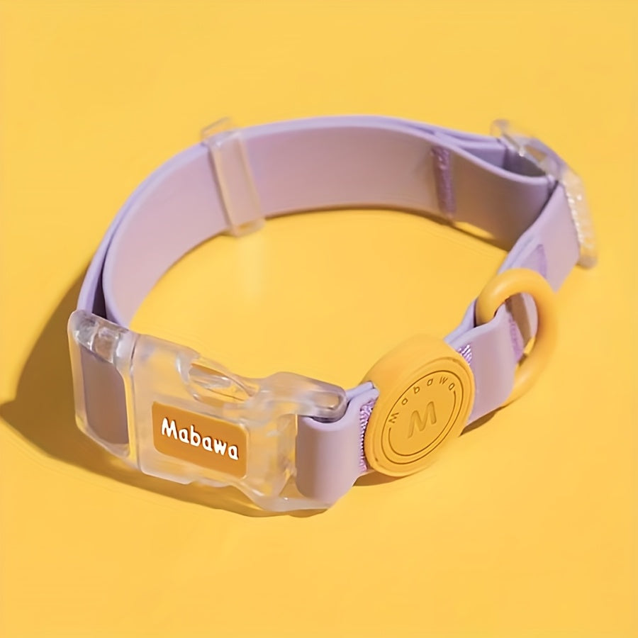 Waterproof Dog Collar with Adjustable Traction Rope & Metal Clasps - Durable Polyester, Transparent Buckle