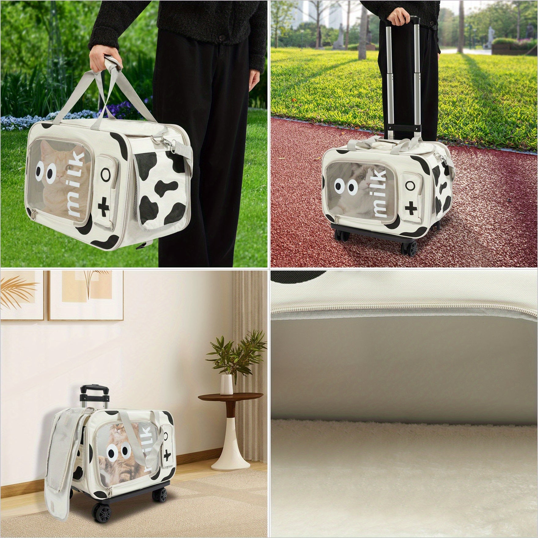 Extra Large Rolling Pet Carrier Backpack with 4-Wheel Mobility & Backpack Design