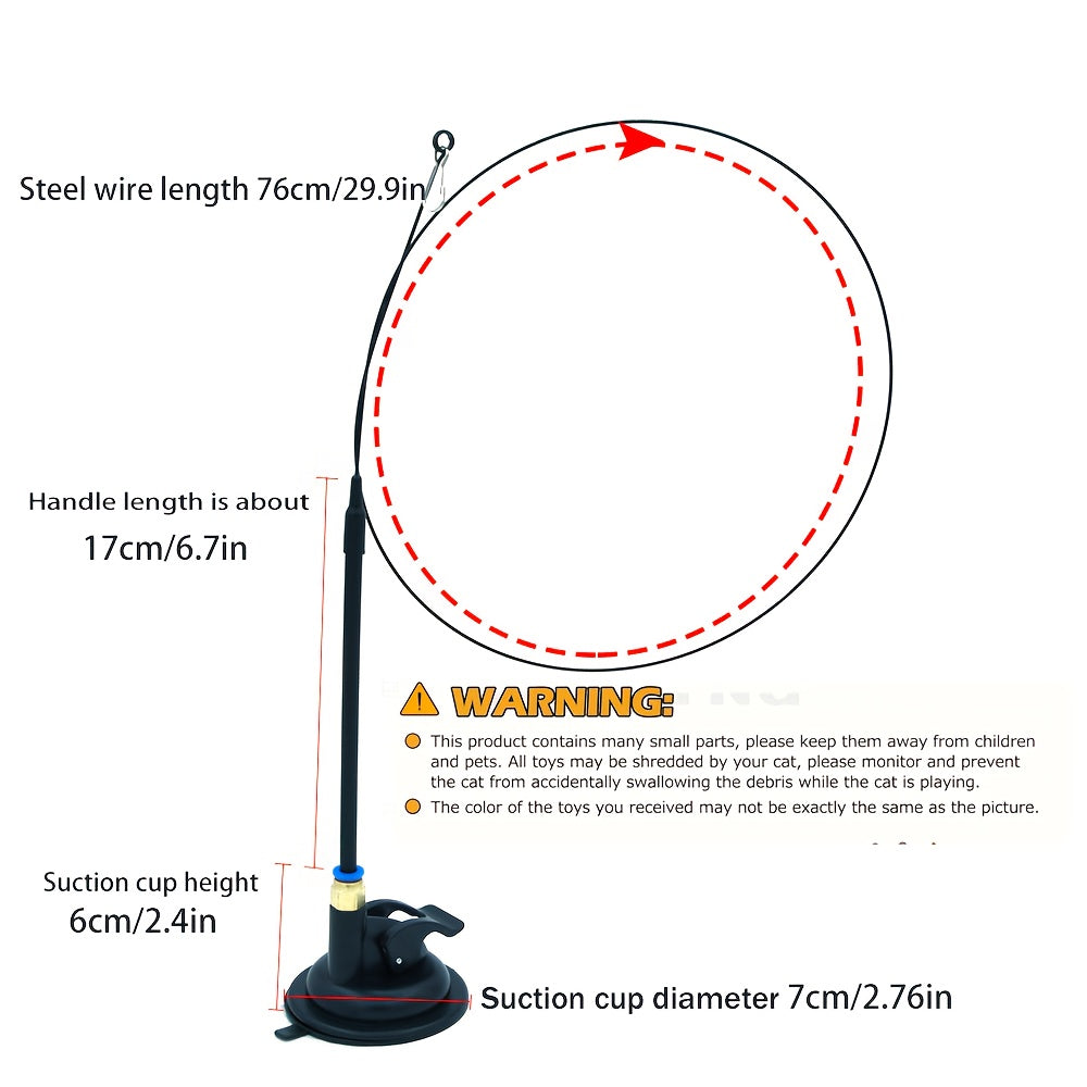 2 Pack 3in 1 Interactive Cat Toy for Indoor Cats with Sticky Super Suction Cup Detachable