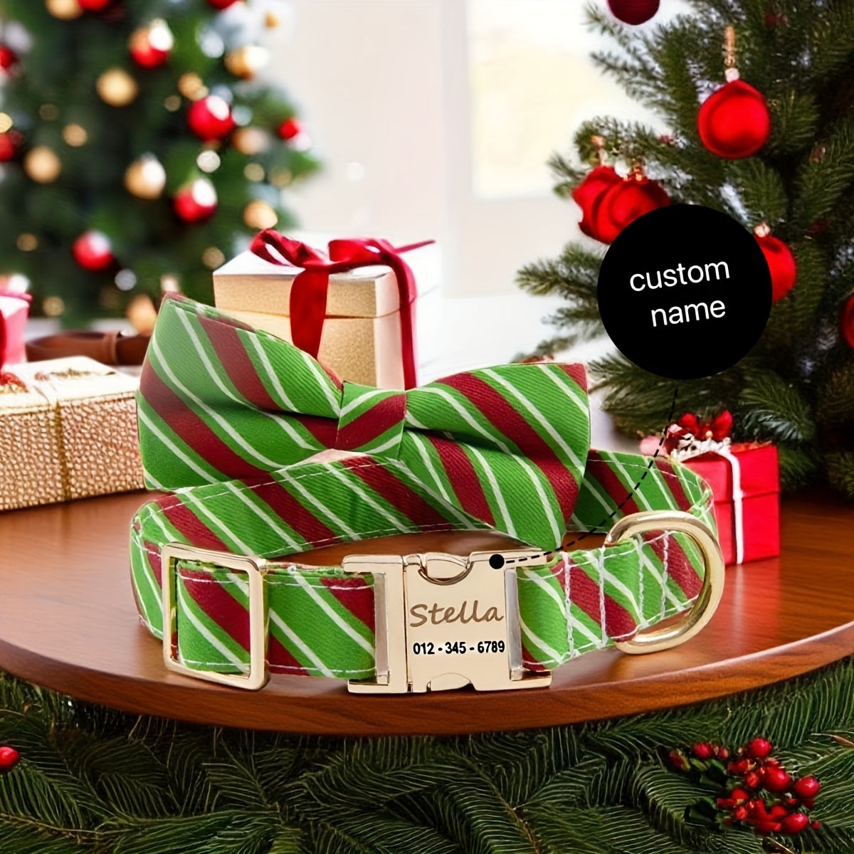New Dog Collar for Christmas Gifts, Engraved Neck Collar to Prevent Loss, Pet Neckband.
