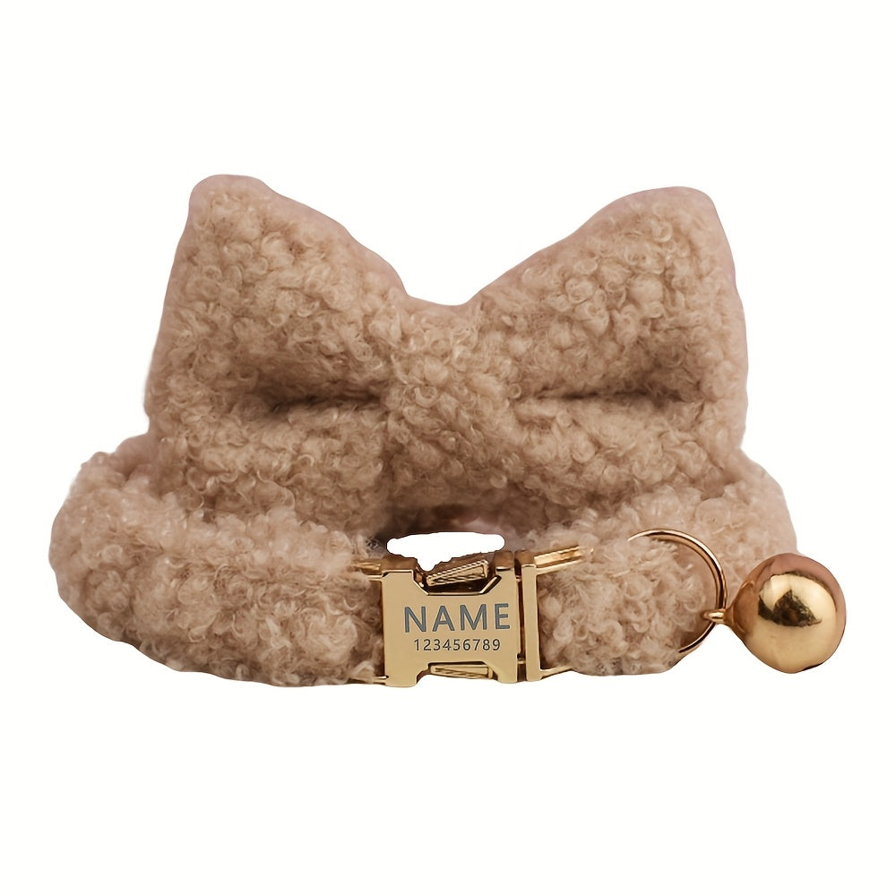 1pc Personalized Pet Collar with Adjustable Bow - Custom Name\u002FID Tag