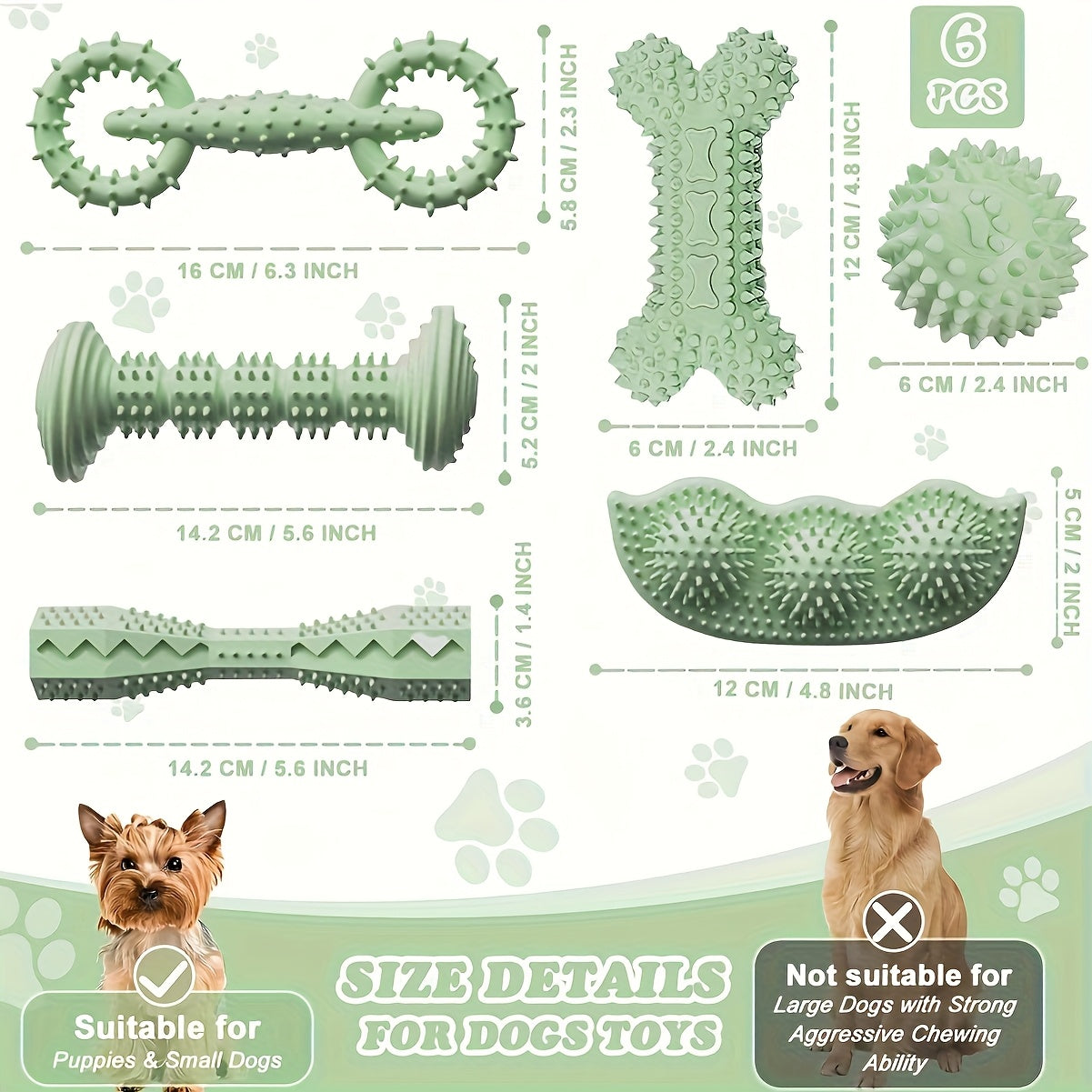 6pcs Silicone Chew Toys 6pcs Durable Silicone Chew Toys for Small Dogs | Safe