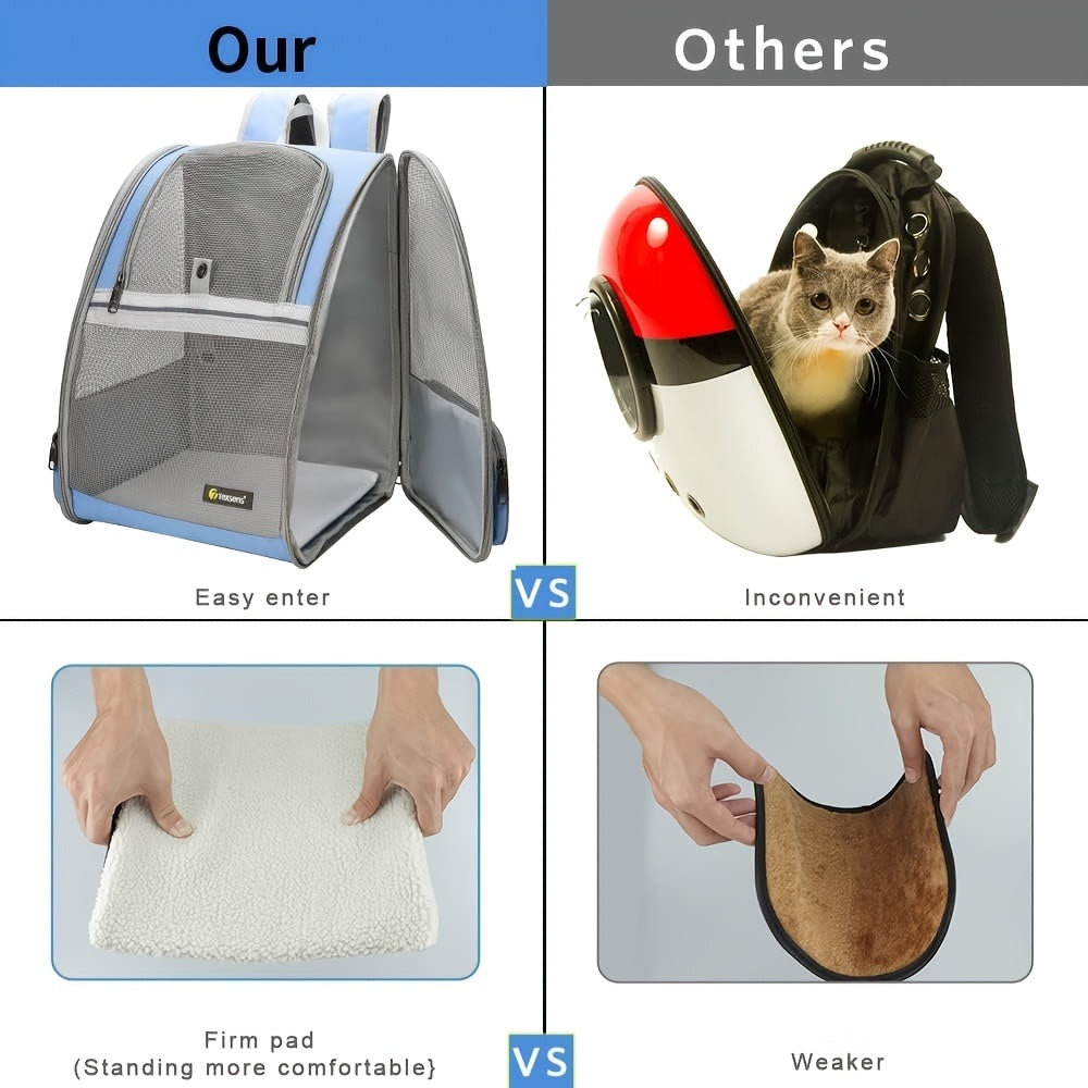Pet Backpack Carrier for Small Cats Dogs | Ventilated Design, Safety Straps, Buckle Support