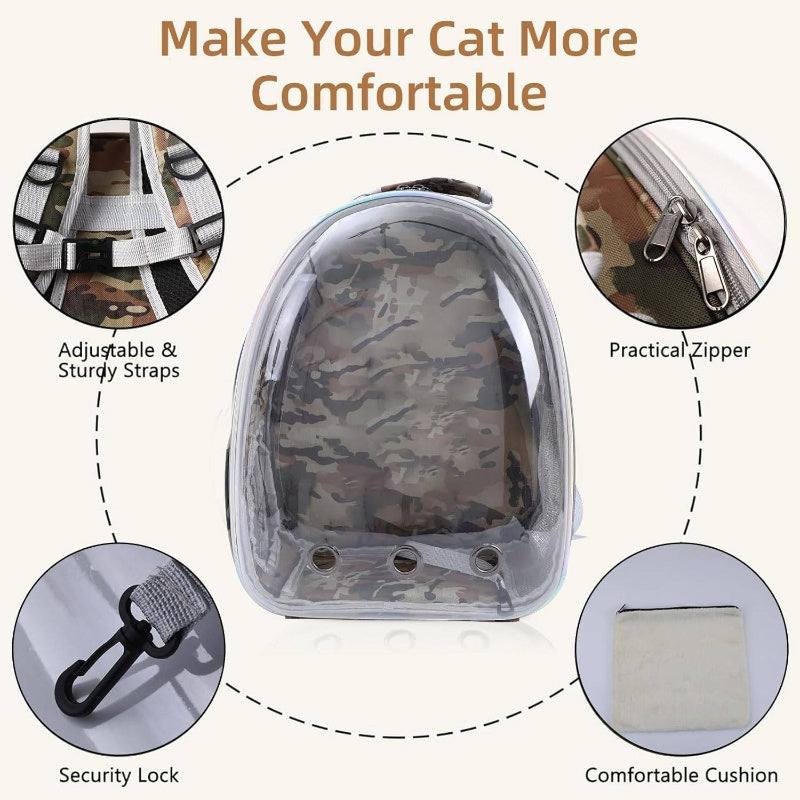 Expandable & Foldable Cat Backpack Carrier - Breathable Bubble Design with Ventilation Mesh