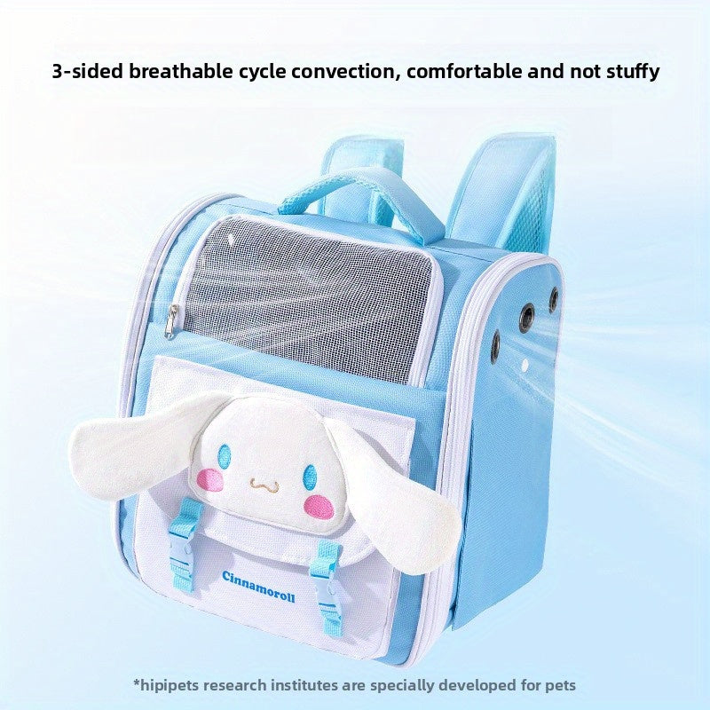 All-Season Pet Cat Backpack, Sanrio Official Large-Ear Dog Design Shoulder Bag with Large Capacity for Spring