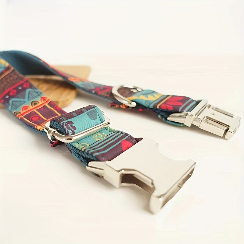 Customizable Dog Collar with Personalized ID Tag - Durable Polyester, Anti-Lost, Engraved Pet Name & Number