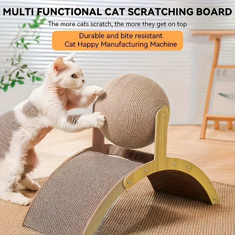 2pcs Ferris Wheel Cat Scratching Board and Sling Ball Toy 2-in-1 Combo Set, Self Relaxation Supplies for Cats