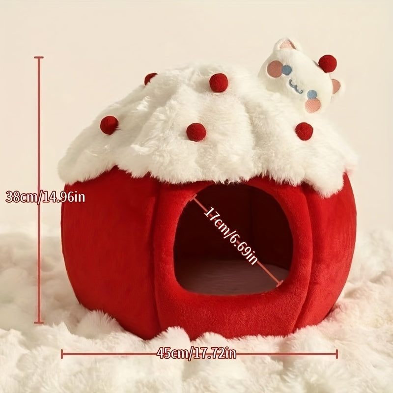 Cozy Warm Indoor Cat Bed & Cave - Soft Warm Adorable Cat Nest with Removable Cushion for easy Cleaning