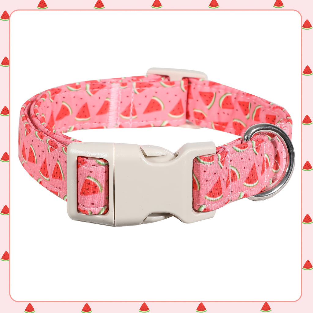 1pc Personalized Cute Watermelon Pattern Adjustable Dog Collar with Custom ID Name and Contact Information