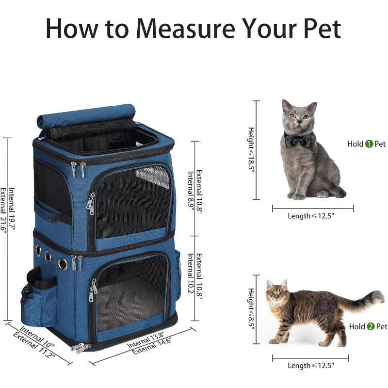 Double Compartment Pet Carrier Backpack for 2 Small Cats\u002FDog or 1 Medium Pet