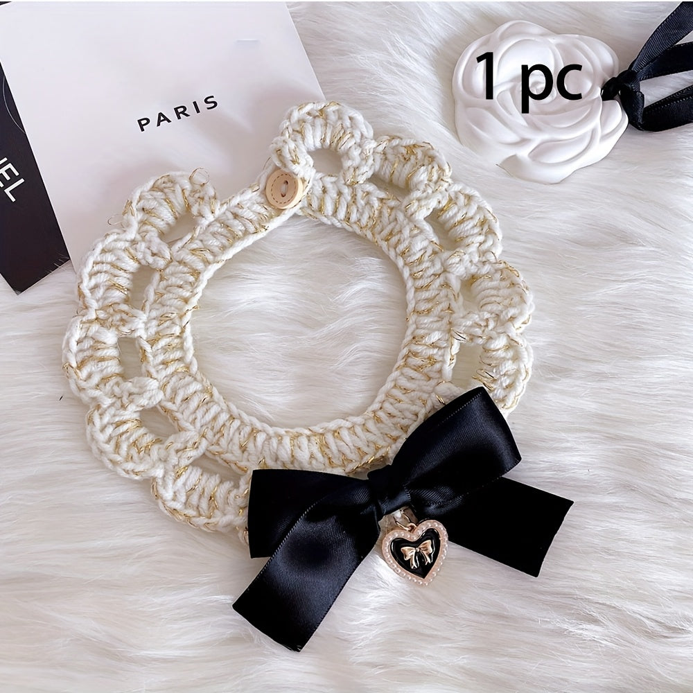 Custom Text Pet Collar with Bow - Personalized -Style Dog Cat Necklace, Lightweight Polyester