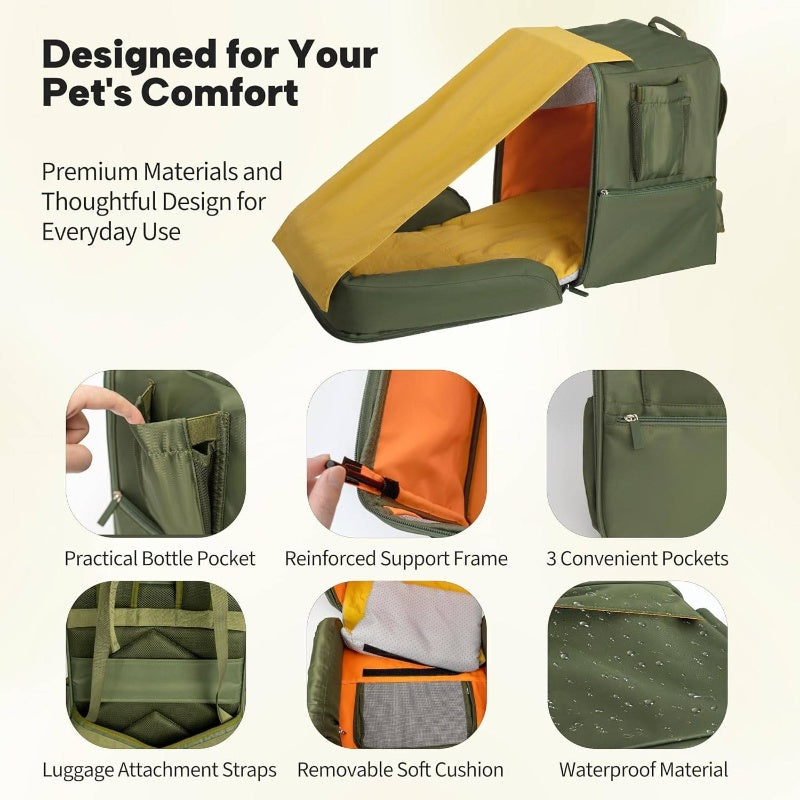 TSA Airline Approved Expandable Pet Backpack Carrier for Cats & Small Dogs up to 15lbs - 16\