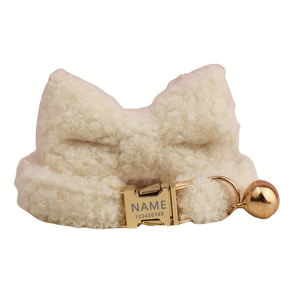 1pc Personalized Pet Collar with Adjustable Bow - Custom Name\u002FID Tag