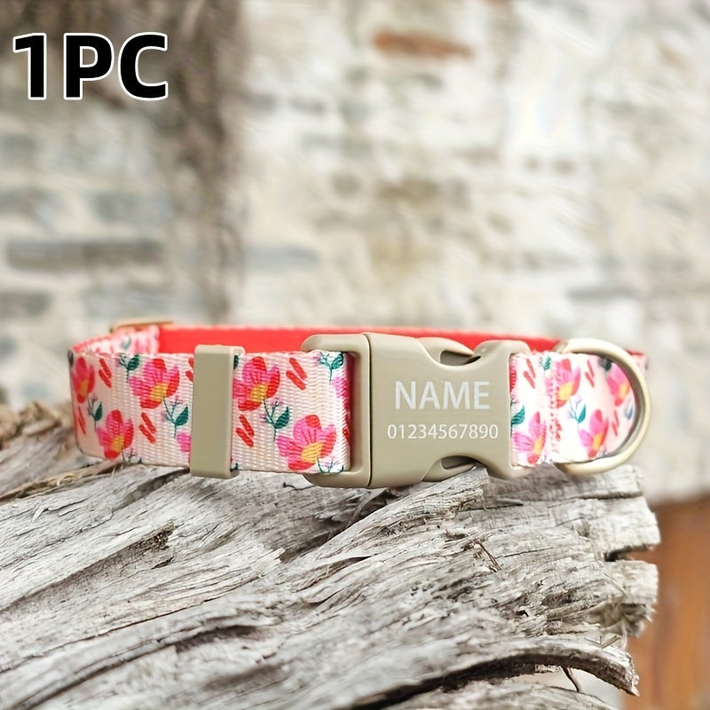 1-Pack Stylish New Nylon-Inspired Flower Series Pet Collar for Cats and Dogs - Durable