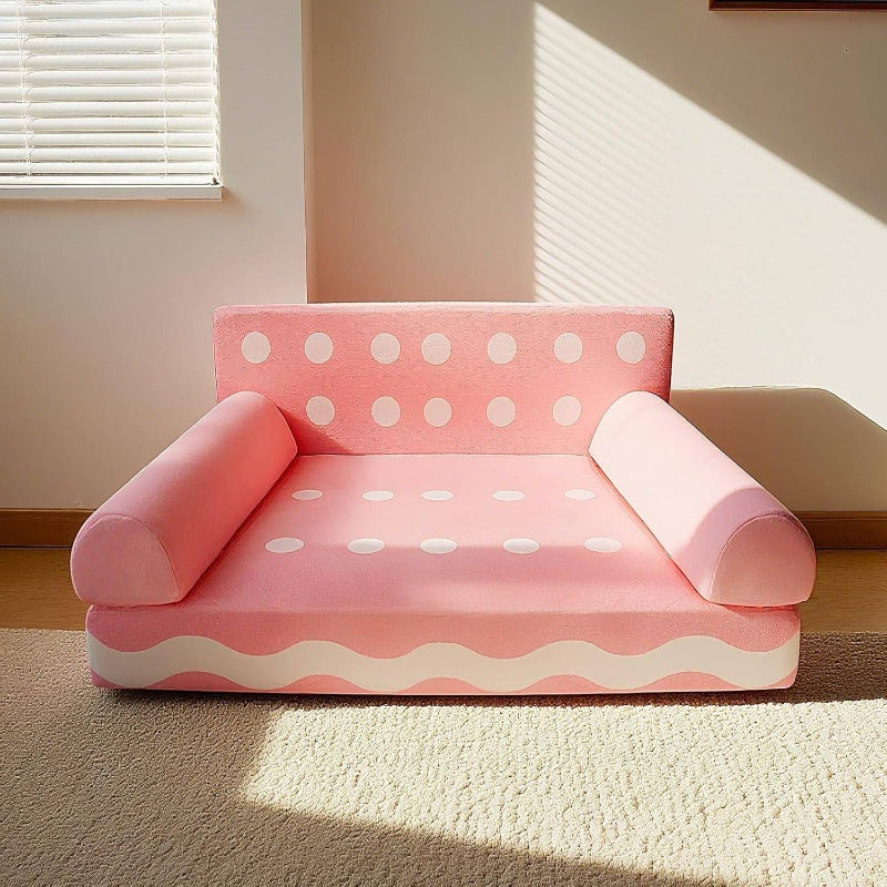 24 Inch Cookie-Shaped Dog Sofa Bed with Removable Cover - Soft Supportive Kitten & Puppy Couch