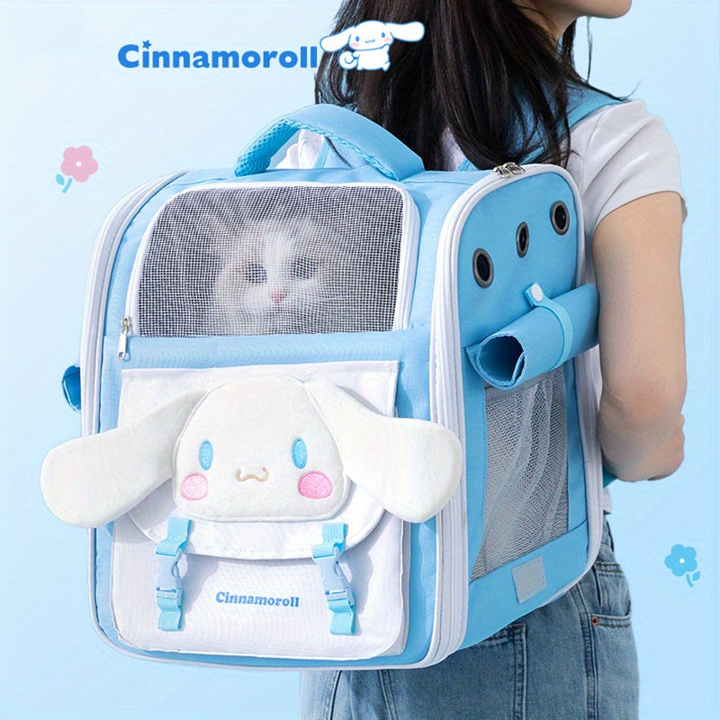 All-Season Pet Cat Backpack, Sanrio Official Large-Ear Dog Design Shoulder Bag with Large Capacity for Spring