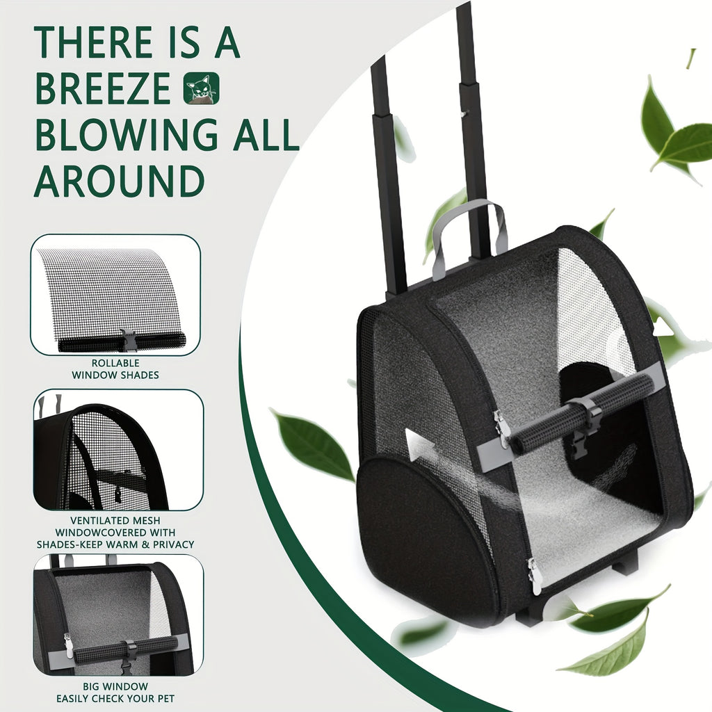 Pet Carriers with Wheels, Travel Pet Carriers Backpack, 25 lbs Capacity, Durable Mesh