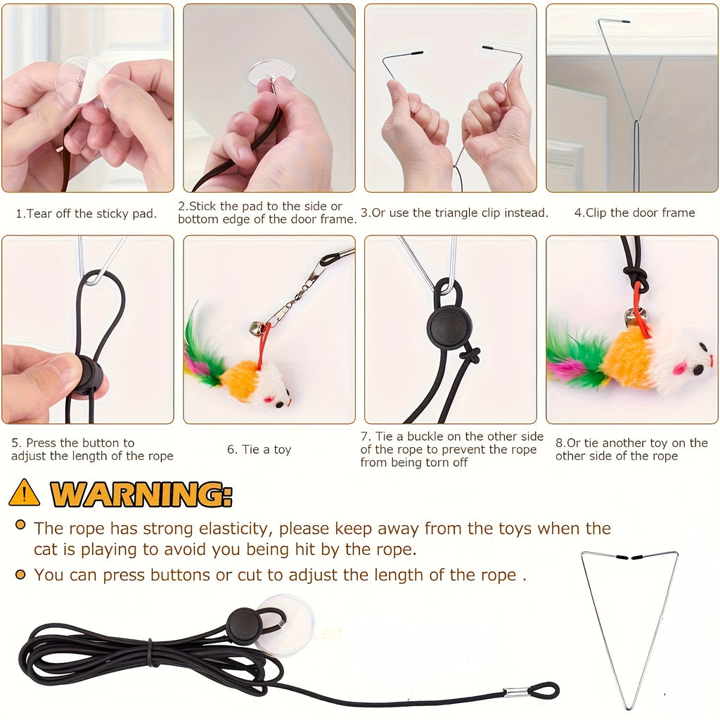 2 Pack 3in 1 Interactive Cat Toy for Indoor Cats with Sticky Super Suction Cup Detachable