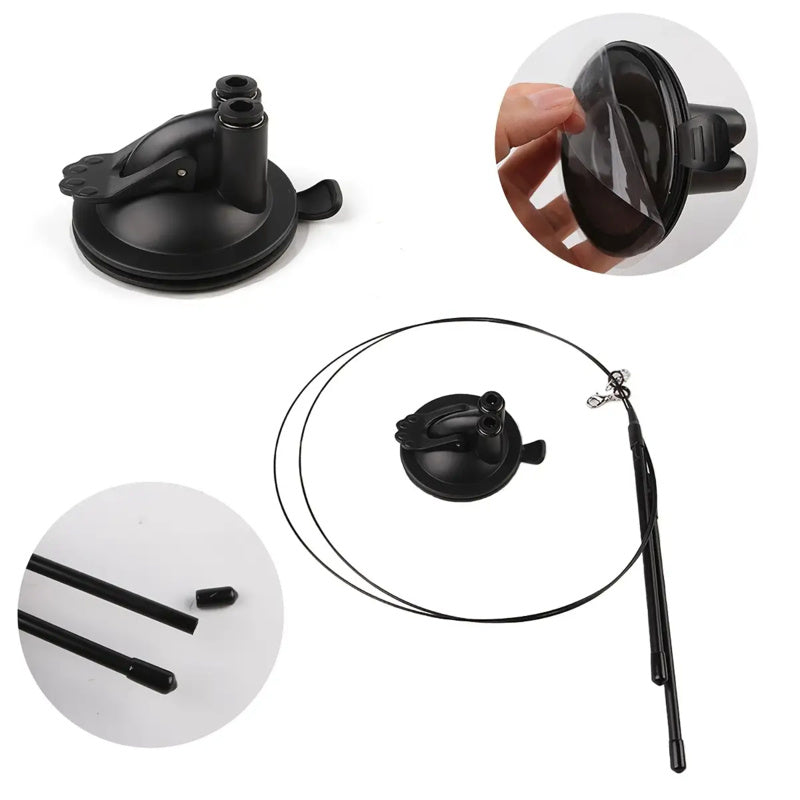 Interactive Cat Bird Toy Wand Set with Realistic Flying Motion, Long Double-Head Pole & Suction Cup