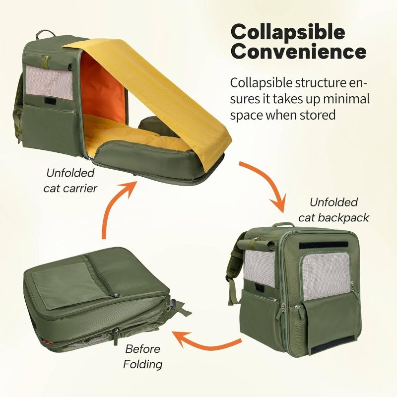 TSA Airline Approved Expandable Pet Backpack Carrier for Cats & Small Dogs up to 15lbs - 16\