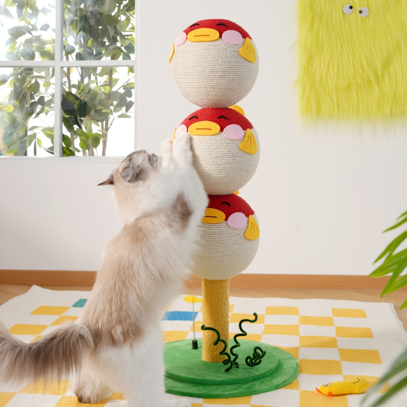Adorable Puffer Fish Shaped Cat Climber - 3-Tier Sturdy Cat Tree Tower with Base, Multi-Level Scratching Post