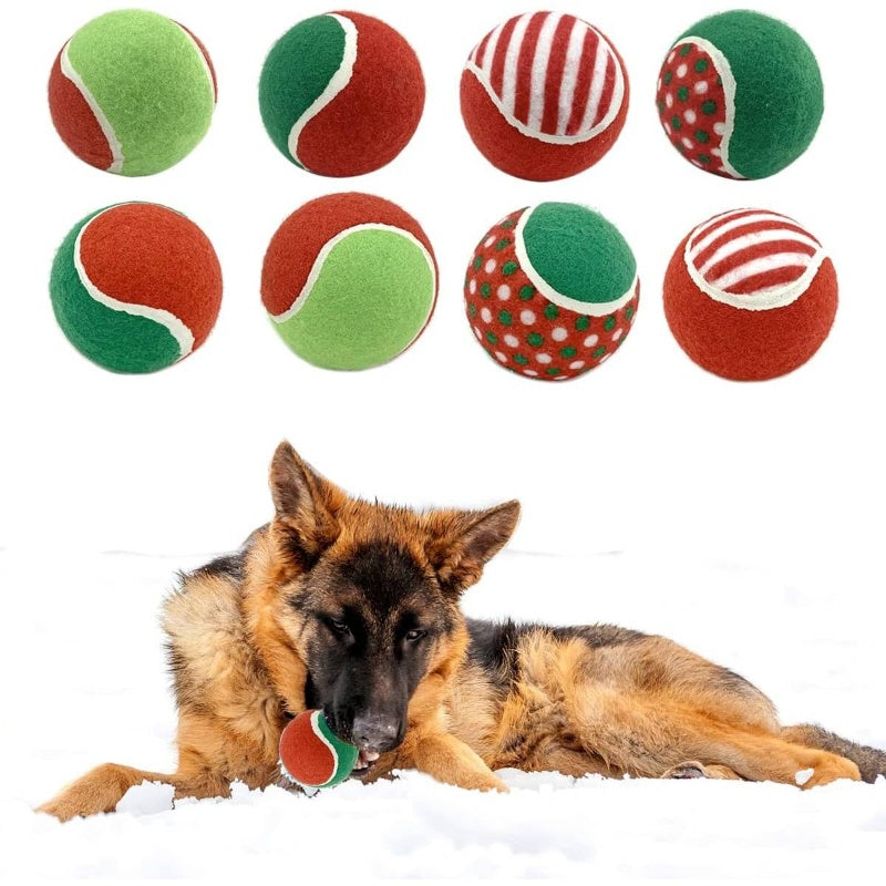 8pcs Dog Tennis Balls with Squeaker - Interactive Chew-Resistant Durable Thermoplastic Rubber Dog Toys