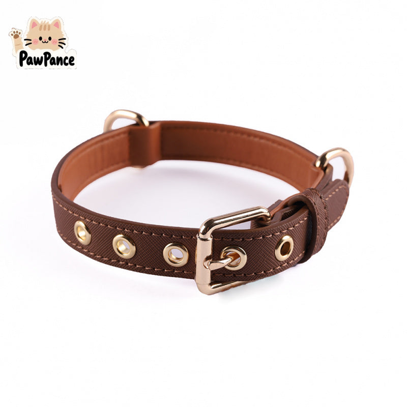 Pawprance-Pet Pu PU Leather Collar Color Matching Small Dog Collar Medium and Large Dog Harness