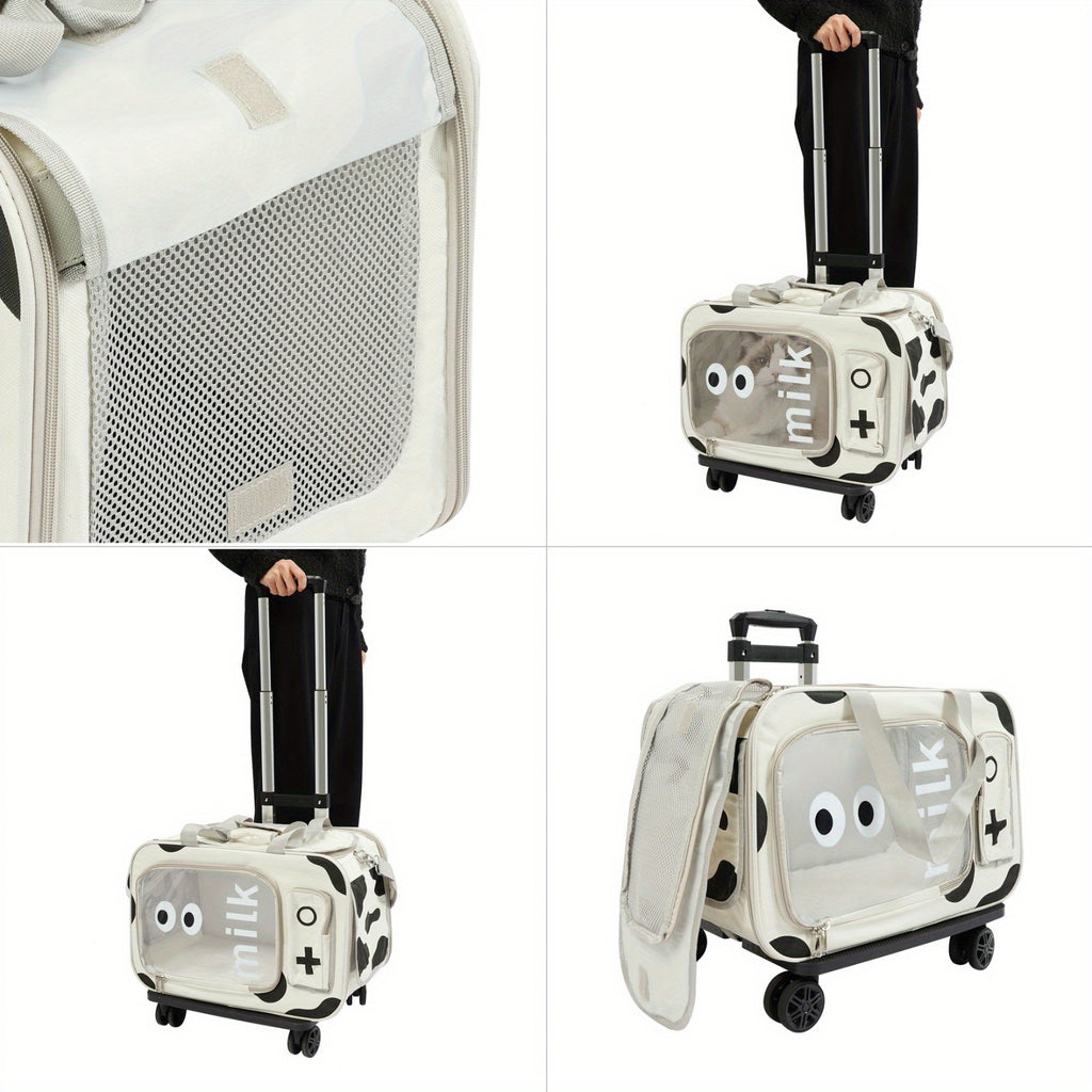 Extra Large Rolling Pet Carrier Backpack with 4-Wheel Mobility & Backpack Design