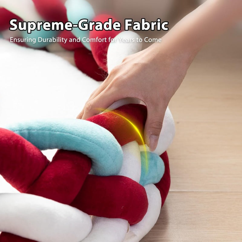 Maihandasi Boho Round Knitted for cat Basket Bed - Soft Woven Pet Bed with Plush Cushion, Cozy Warm Nest for Cats