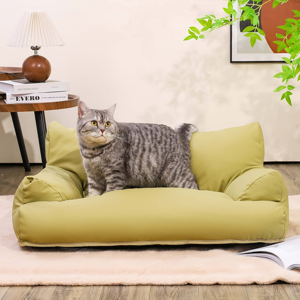 All-Season  Synthetic Leather Pet Sofa Bed with Memory Foam - Removable Cover