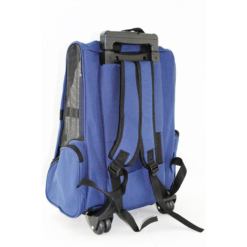 Pet Carrier Backpack with Wheels - Airline Rolling Luggage Carrier, Heavy-Duty Oxford Fabric