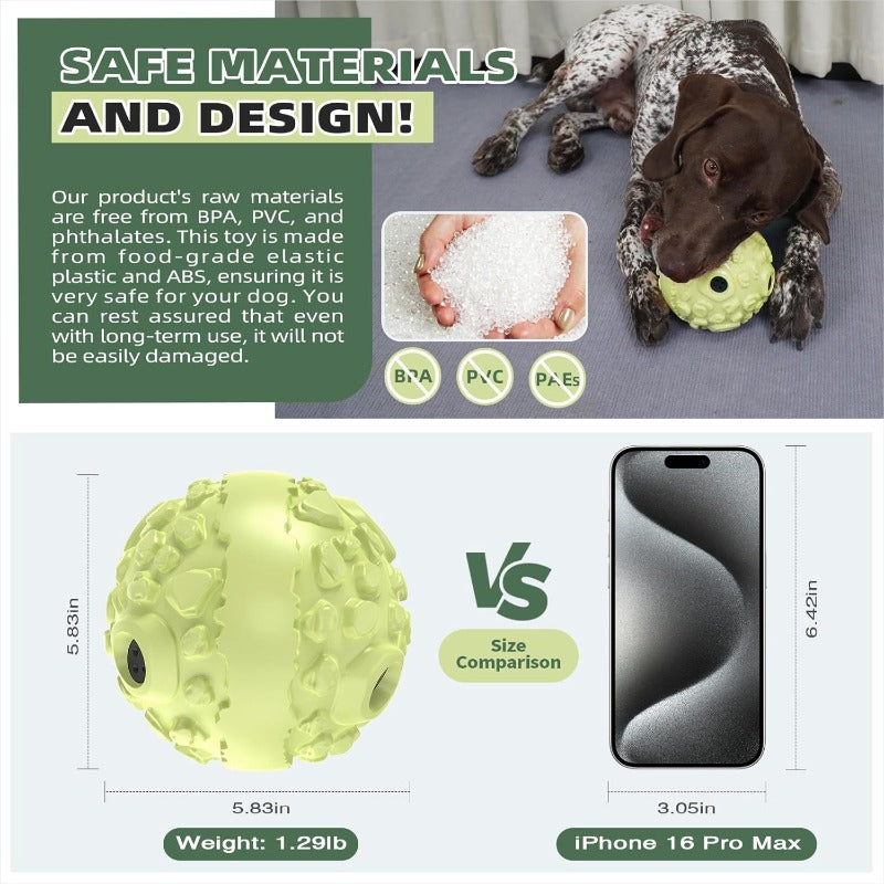 Extra-Large Indestructible Coo-Coo Ball Dog Chew Toy - Heavy-Duty flying disc-like Traction Ball