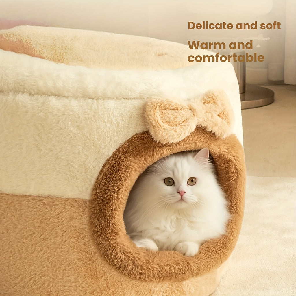 All-Season Enclosed Cat Bed, Warm Winter Sleeping Bag, Cat House, Cat Tent