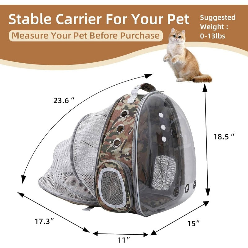 Expandable & Foldable Cat Backpack Carrier - Breathable Bubble Design with Ventilation Mesh