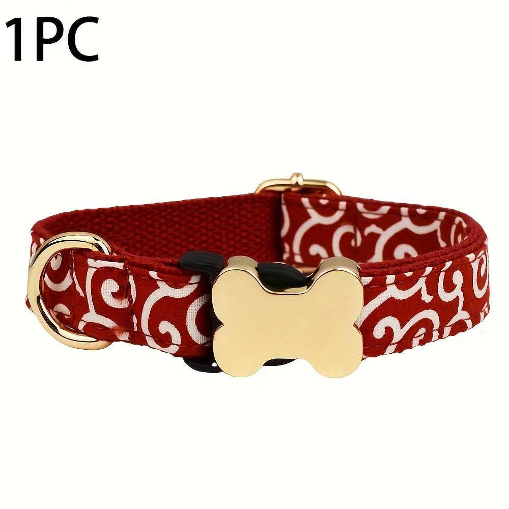 Customized 1pc Personalized Printed Plaid Series Bone Buckle Dog Collar Pet Supplies
