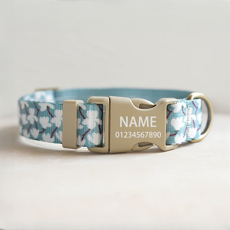 1-Pack Stylish New Nylon-Inspired Flower Series Pet Collar for Cats and Dogs - Durable