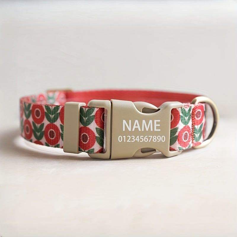 1-Pack Stylish New Nylon-Inspired Flower Series Pet Collar for Cats and Dogs - Durable