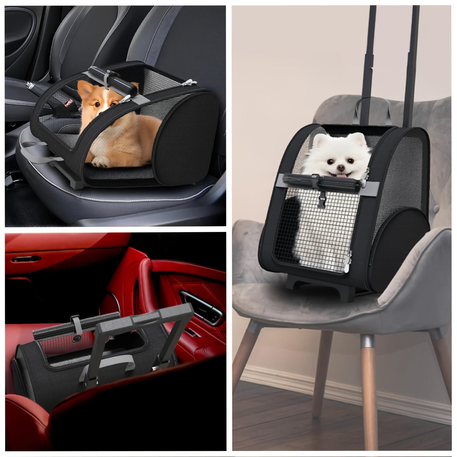 Pet Carriers with Wheels, Travel Pet Carriers Backpack, 25 lbs Capacity, Durable Mesh