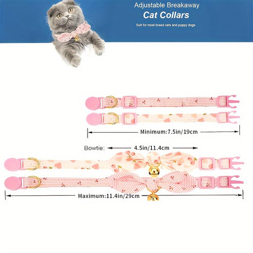 1pc Adjustable Breakaway Cat Collar - Soft Polyester Safety Collar with Floral Bow