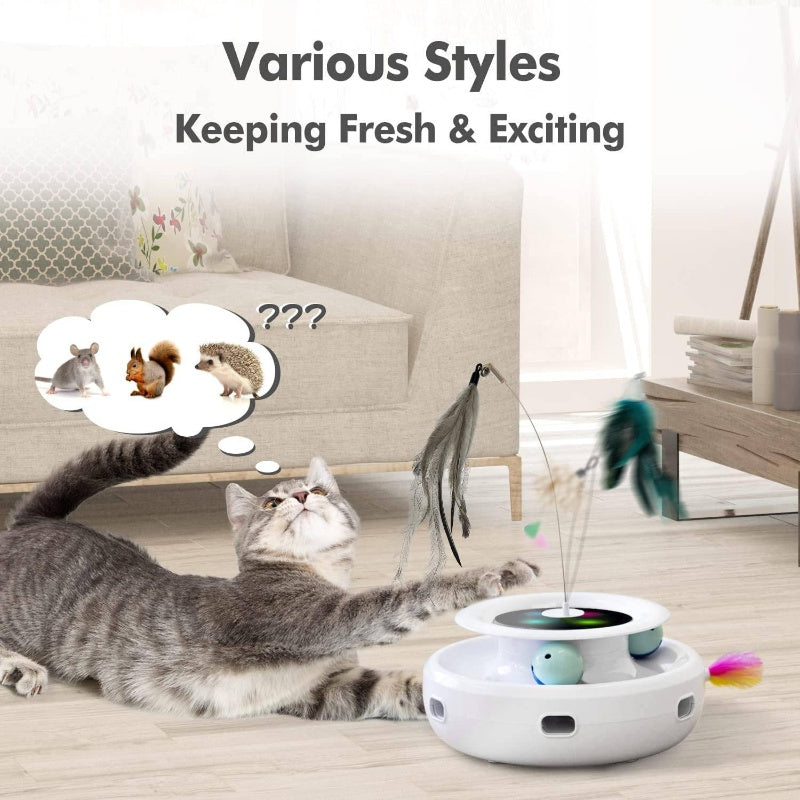 3 - in - 1 Automatic Toys Indoor Cats, Interactive Toys All Breeds, Attachments 7pcs Teaser Refills Wand Attachments