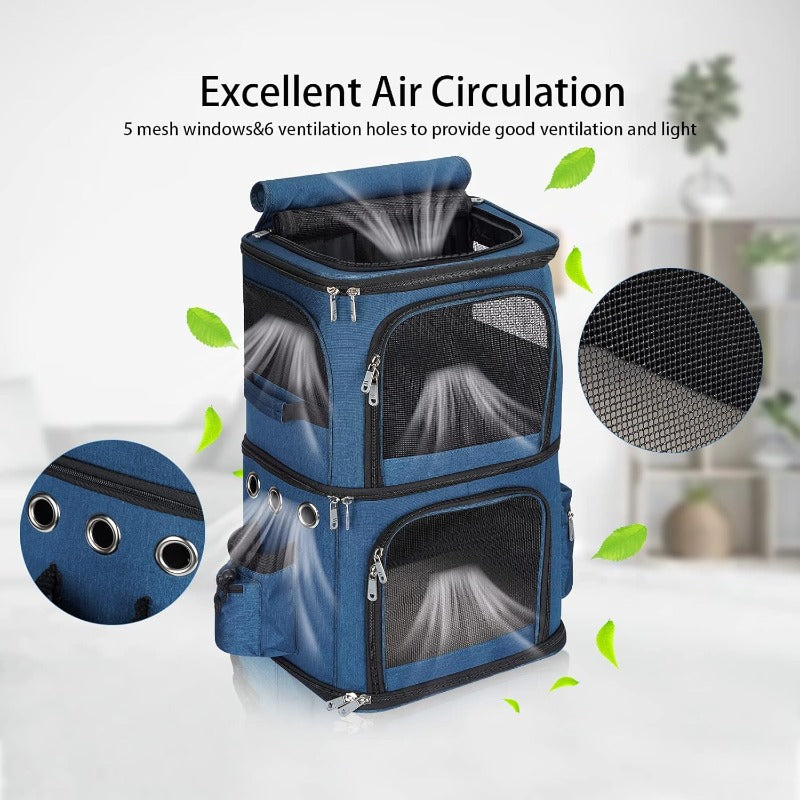 Double Compartment Pet Carrier Backpack for 2 Small Cats\u002FDog or 1 Medium Pet