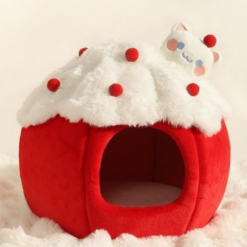Cozy Warm Indoor Cat Bed & Cave - Soft Warm Adorable Cat Nest with Removable Cushion for easy Cleaning