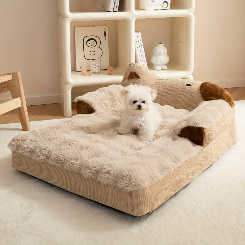 Luxury Soft Dog & Cat Bed Sofa - Plush Pet Bed with Non-Slip Bottom