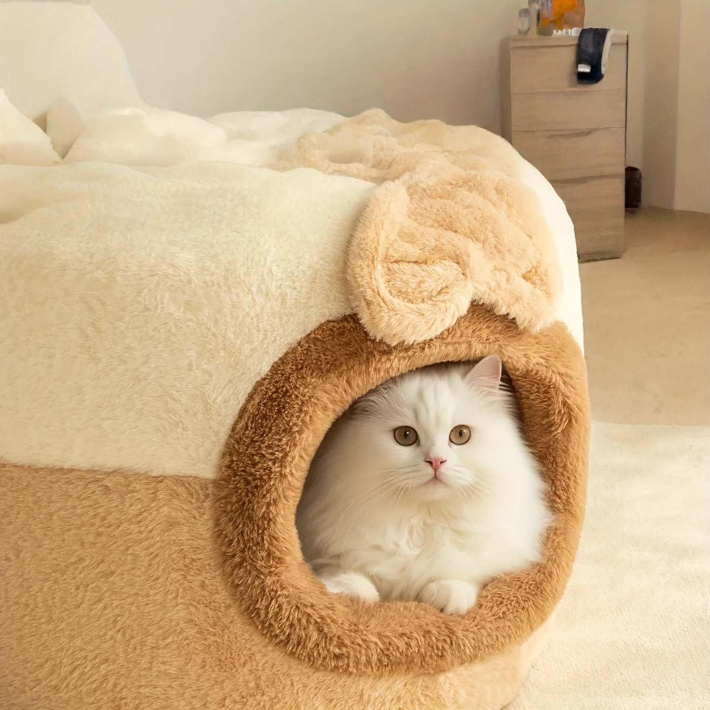 All-Season Enclosed Cat Bed, Warm Winter Sleeping Bag, Cat House, Cat Tent