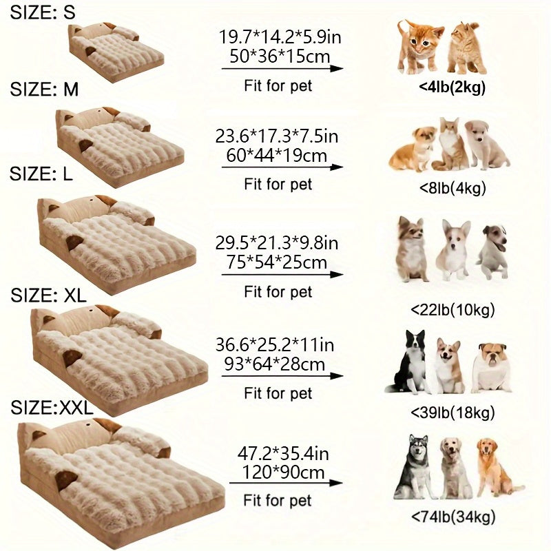 Luxury Soft Dog & Cat Bed Sofa - Plush Pet Bed with Non-Slip Bottom