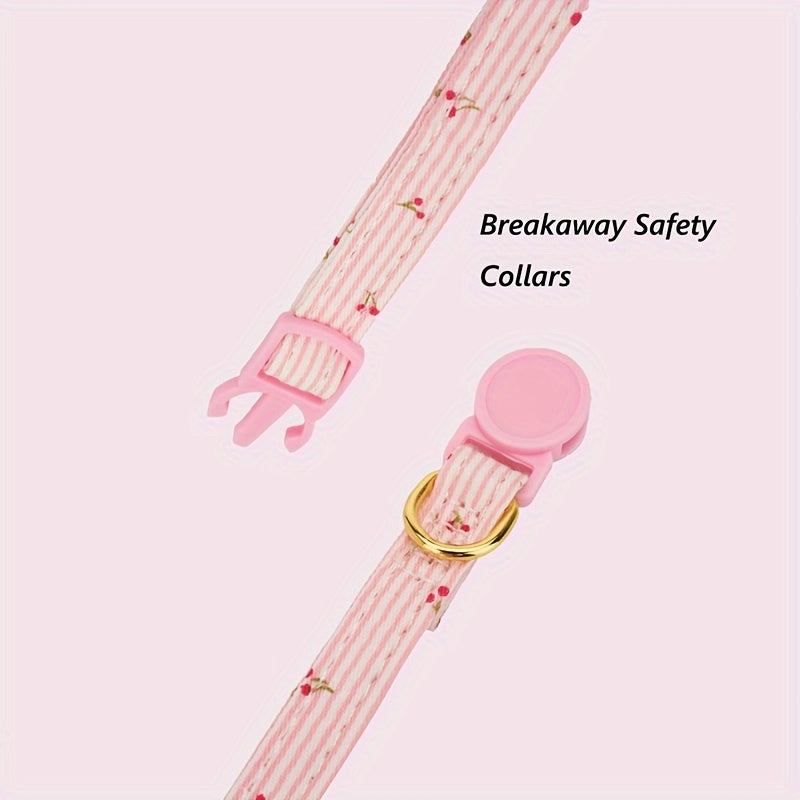 1pc Adjustable Breakaway Cat Collar - Soft Polyester Safety Collar with Floral Bow