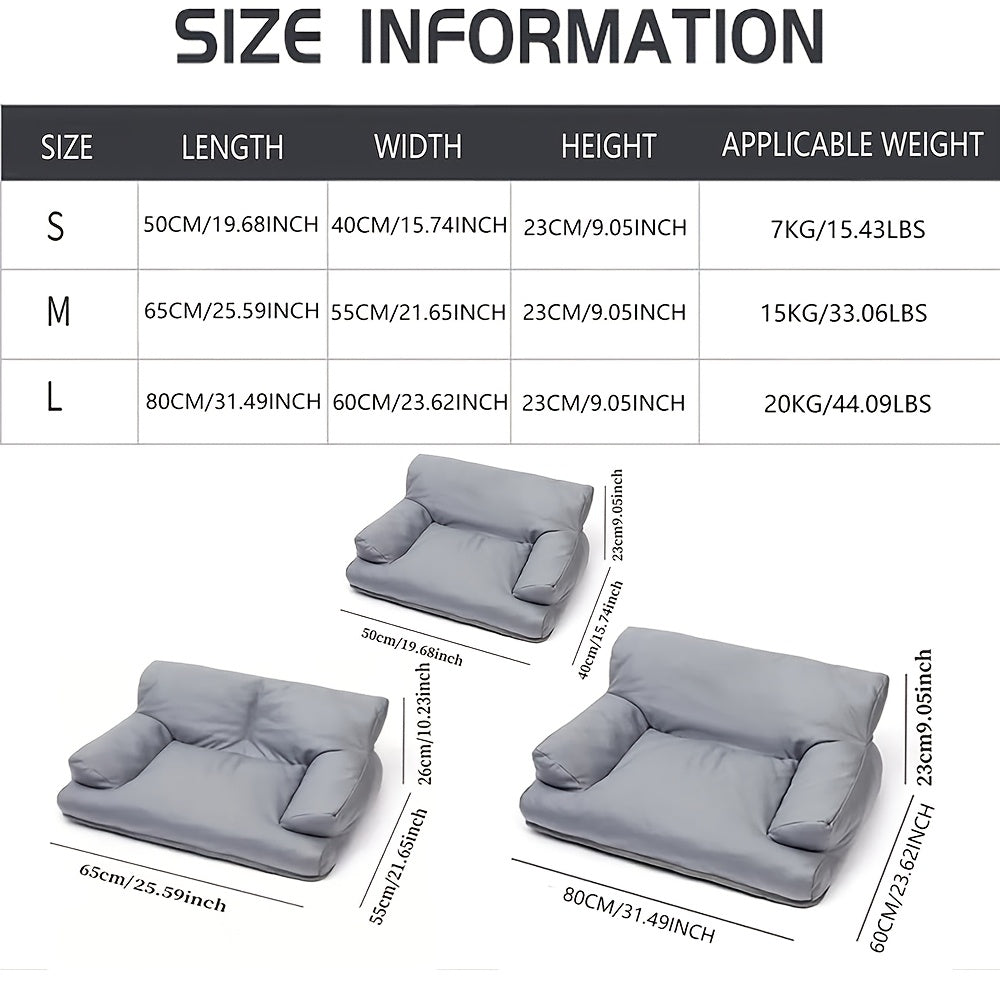 All-Season  Synthetic Leather Pet Sofa Bed with Memory Foam - Removable Cover