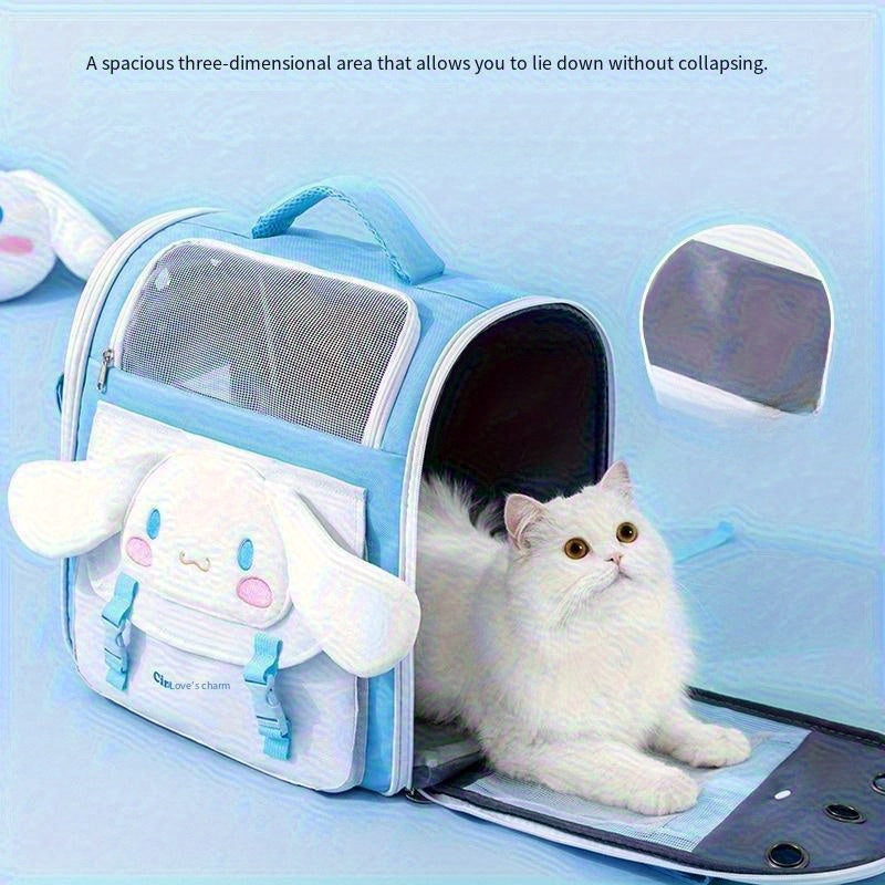 All-Season Pet Cat Backpack, Sanrio Official Large-Ear Dog Design Shoulder Bag with Large Capacity for Spring